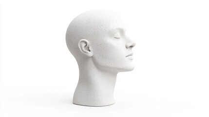 Minimalist Foam Sculpture of a Human Head in White Background