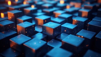 Obraz premium abstract animation geometric background design with blue cubes looping video 3d rende