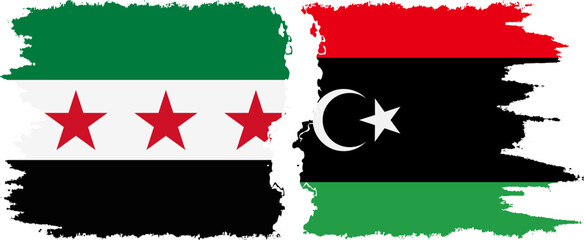 Libya and Syrian Revolution grunge flags connection, vector