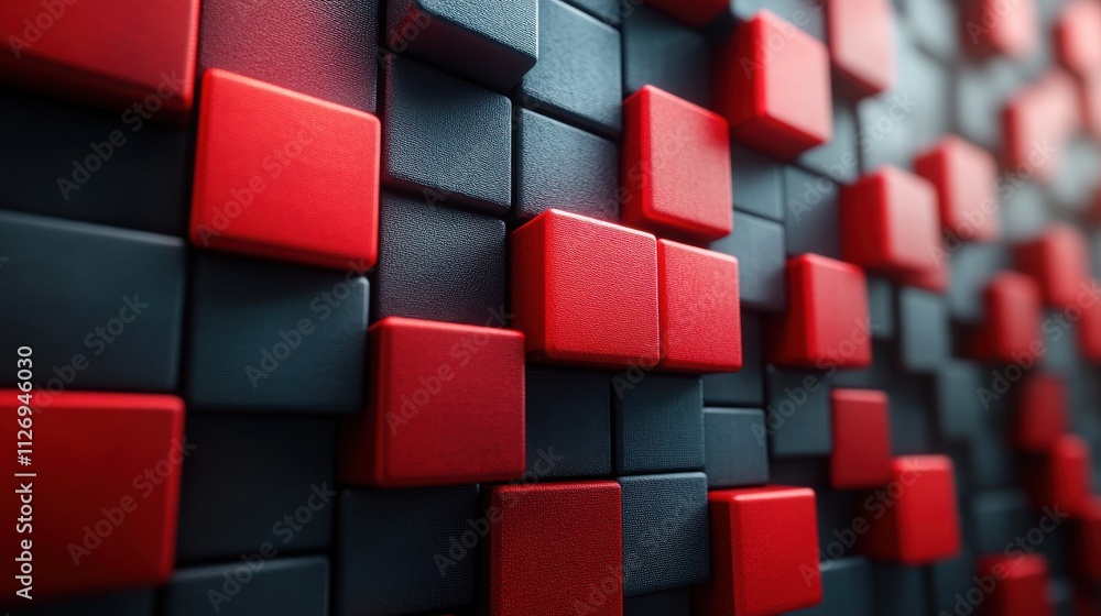 Poster abstract animation geometric background design with red cubes looping video 3d rende