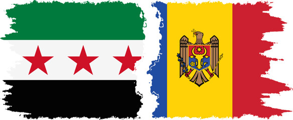 Moldova and Syrian Revolution grunge flags connection, vector