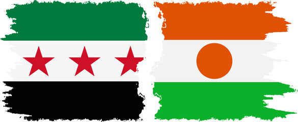 Niger and Syrian Revolution grunge flags connection, vector