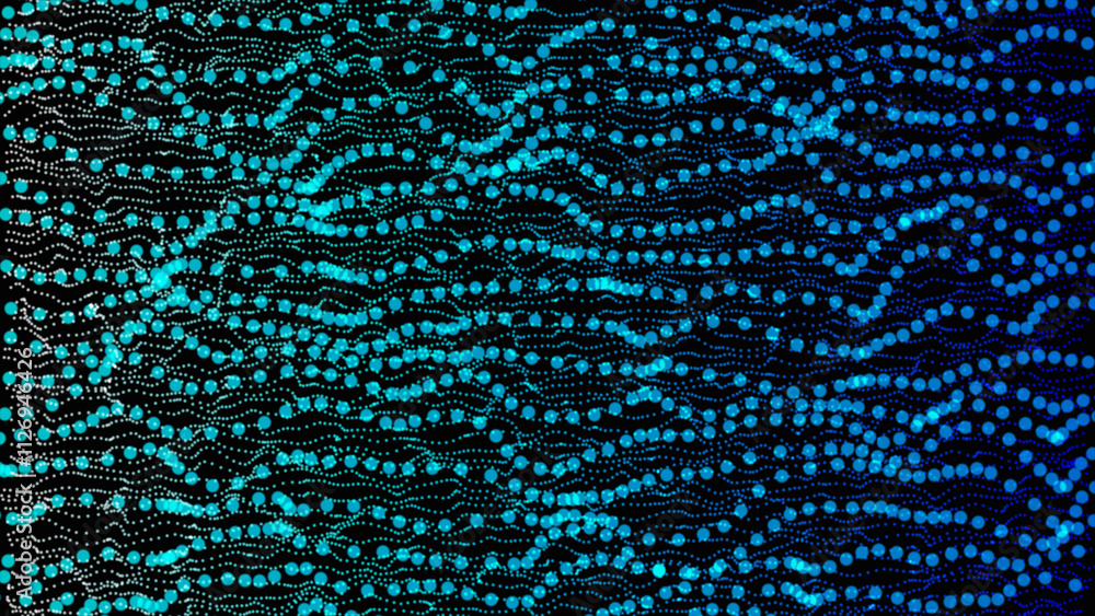 Poster abstract dynamic wave of particles. network of bright points or dots. data technology background. ab