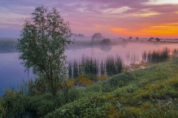 sunset over the river