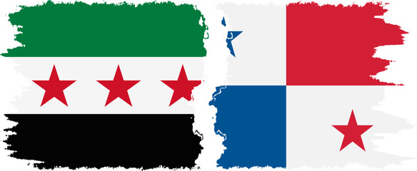 Panama and Syrian Revolution grunge flags connection, vector
