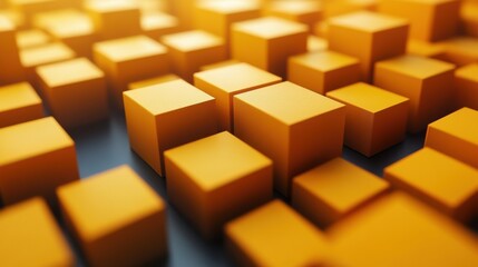 abstract animation geometric background design with yellow cubes looping video 3d rende