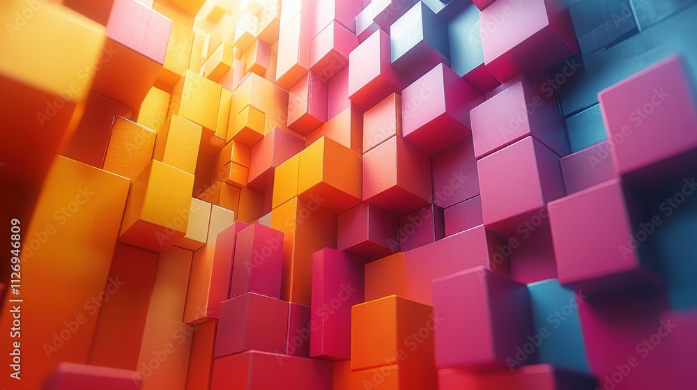 Poster abstract animation geometric design with moving blocks looping video 3d rende