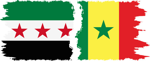 Senegal and Syrian Revolution grunge flags connection, vector