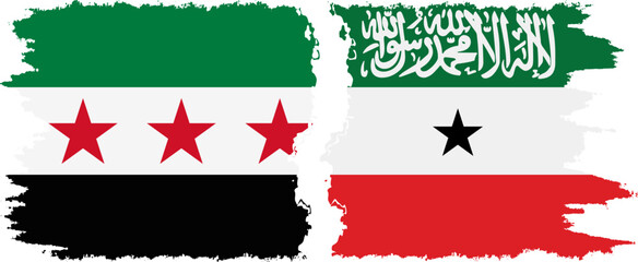 Somaliland and Syrian Revolution grunge flags connection, vector