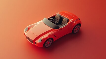 Red Convertible Sports Car on a Red Background