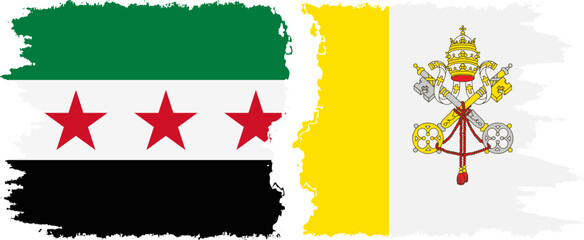 Obraz premium Vatican and Syrian Revolution grunge flags connection, vector