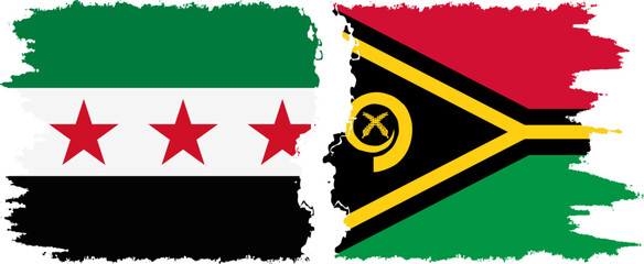 Vanuatu and Syrian Revolution grunge flags connection, vector