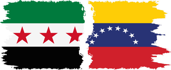 Venezuela and Syrian Revolution grunge flags connection, vector