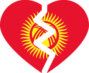Broken Heart Icon of Kyrgyzstan Flag