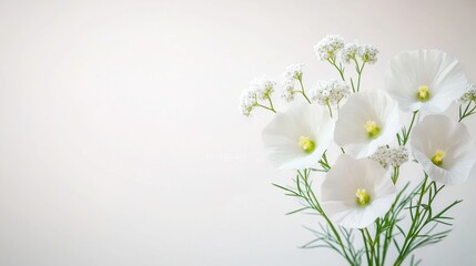 The delicate white flowers of the baby's breath plant contrast beautifully against the crisp, clean backdrop of a white background