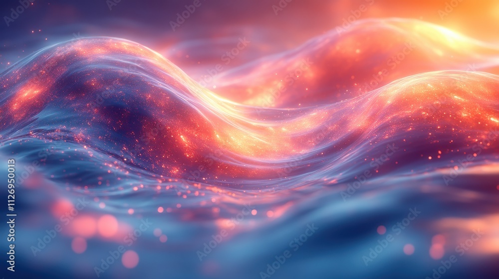 Aufkleber abstract animation of energy flow in a curved shape 3d render seamless looped vide