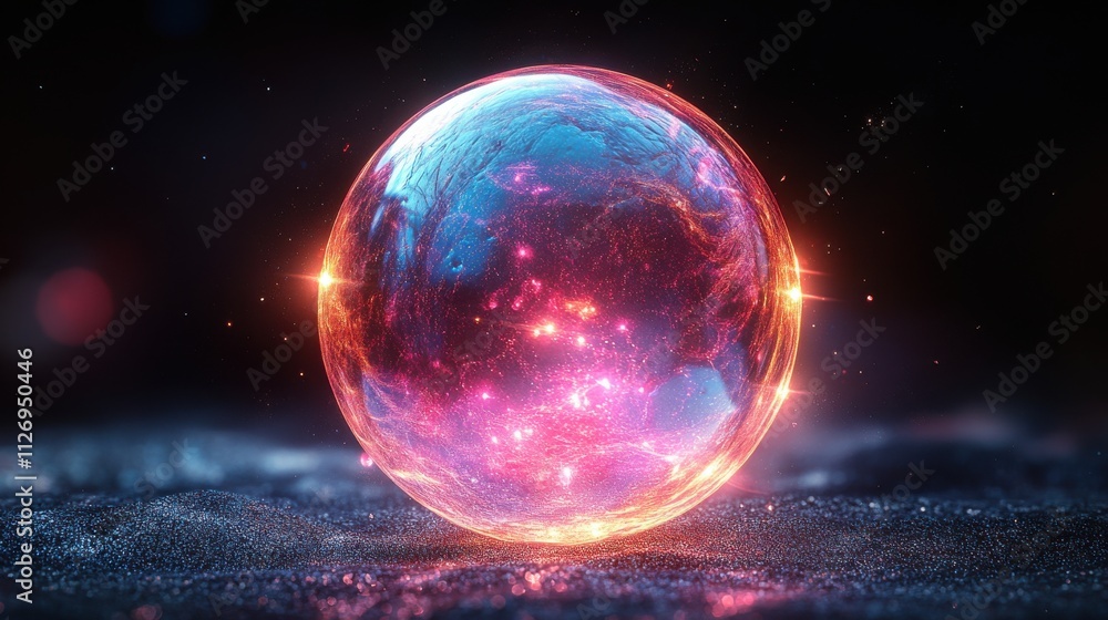 Poster abstract animation of iridescent bubble on black background looping video 3d rende