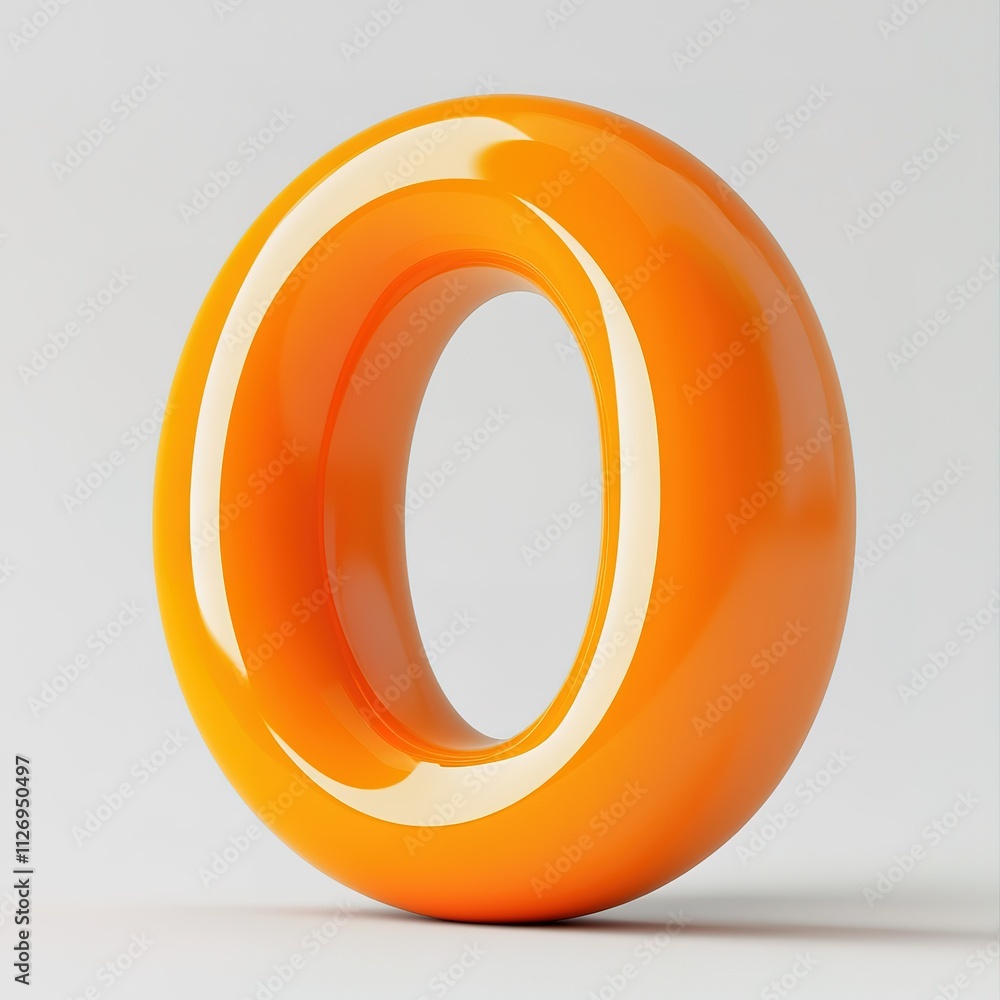 Poster the orange letter o is a three-dimensional object with a shiny surface