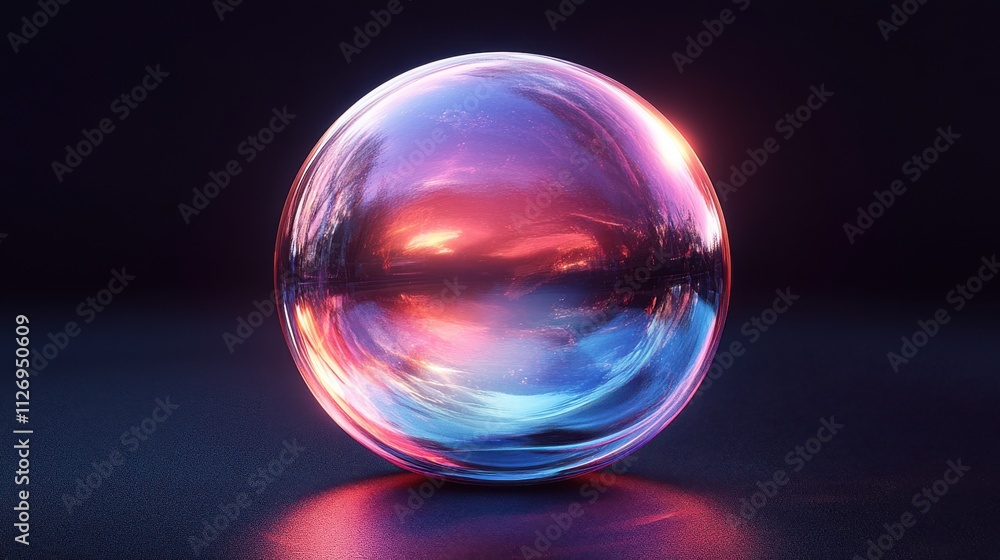 Poster abstract animation of iridescent bubble on black background looping video 3d rende