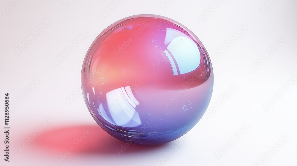 Poster abstract animation of iridescent bubble on white background looping video 3d rende