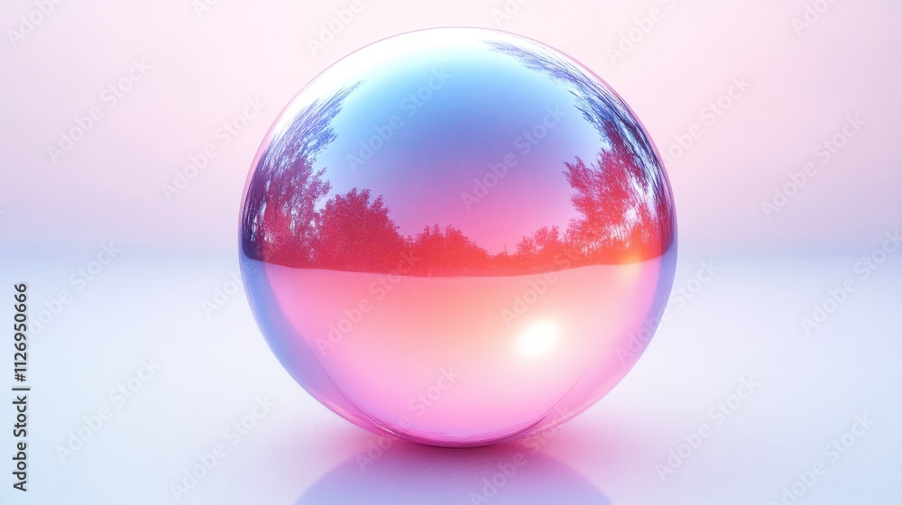 Poster abstract animation of iridescent bubble on white background looping video 3d rende