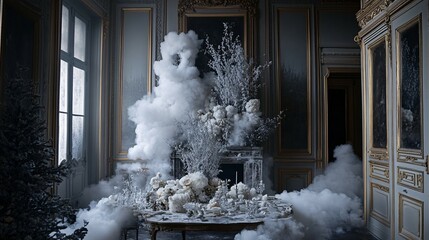 Frozen Elegance A Winter Table Setting In An Opulent Room