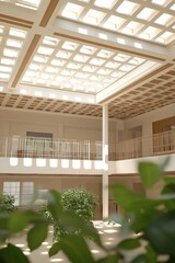 Sunlit Atrium with Skylights and Greenery