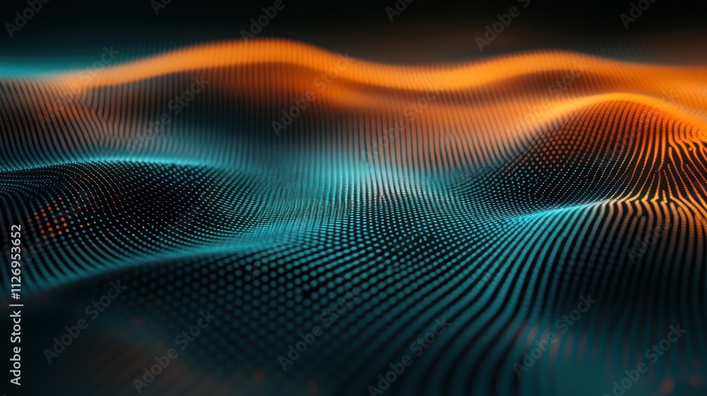 Aufkleber abstract waves of light and color creating a digital landscape.