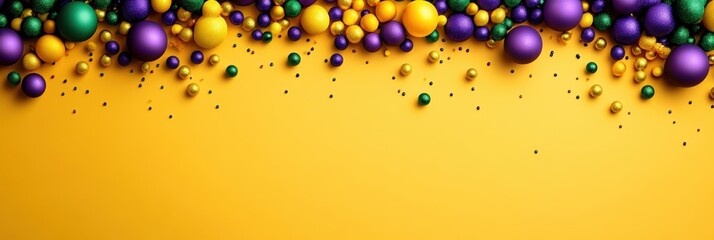 Festive Celebration Mardi Gras Background with Colorful Balloons and Confetti for Party Designs