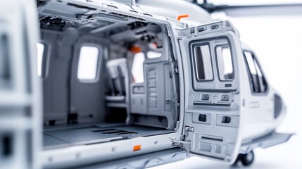 Toy Transport Helicopter's Open Interior Isolated on White Background