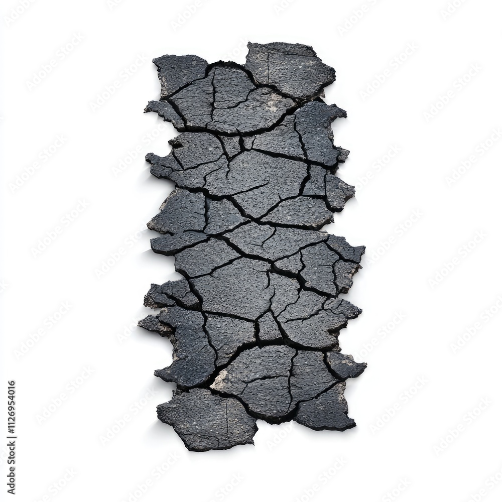 Aufkleber cracked asphalt texture with deep crevices showing dry and weathered surface for creative design pro