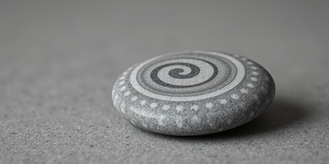 Naklejka premium Close-up of a single, round stone with a spiral design
