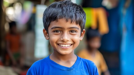 A Smiling Young Boy's Portrait: Captivating Innocence and Joy