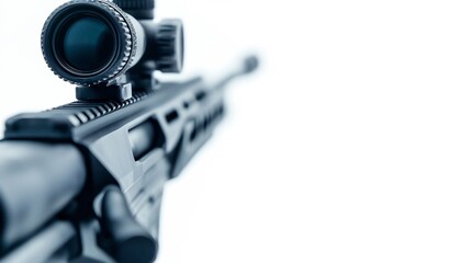 Close-up View of Sniper Rifle Bolt Mechanism on White Background