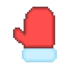 Pixel illustration of a red mitten