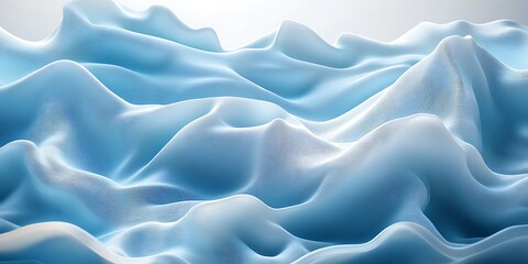 Obraz premium Abstract light blue fabric waves, smooth texture background.