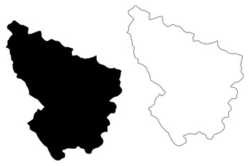 Sumadija District (Republic of Serbia, Districts in Sumadija and Western Serbia) map vector illustration, scribble sketch Sumadija map