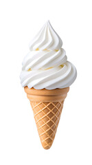 Vanilla ice cream in a waffle cone isolated on white background