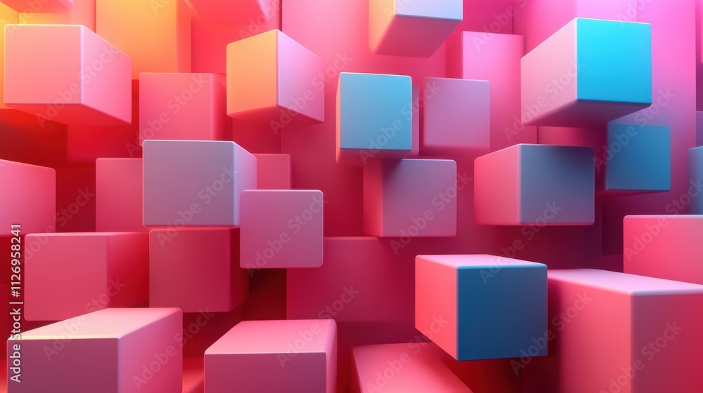 Poster abstract background design minimalist geometric composition with cube