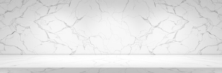 Fototapeta premium Panoramic white marble stone texture background for design, texture, blank space