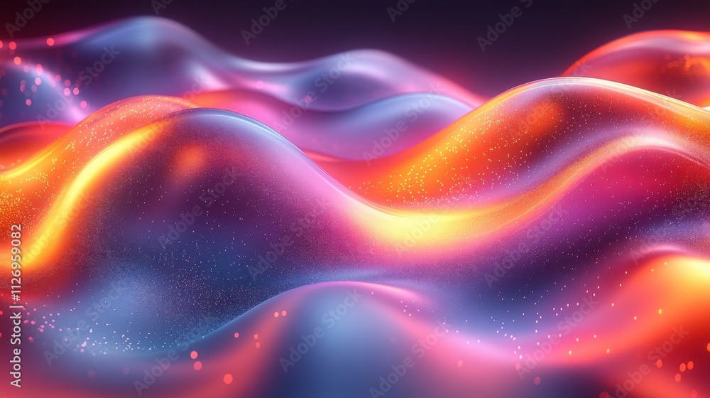 Poster abstract background design wavy iridescent shape 3d rende