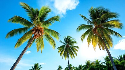 coconut palm tree and blue sky 