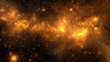 Naklejka premium Golden Nebula: A Cosmic Dance of Amber and Starlight