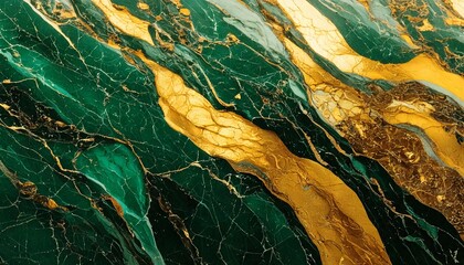 Gold and green marble stone textured background wallpaper. Generative AI