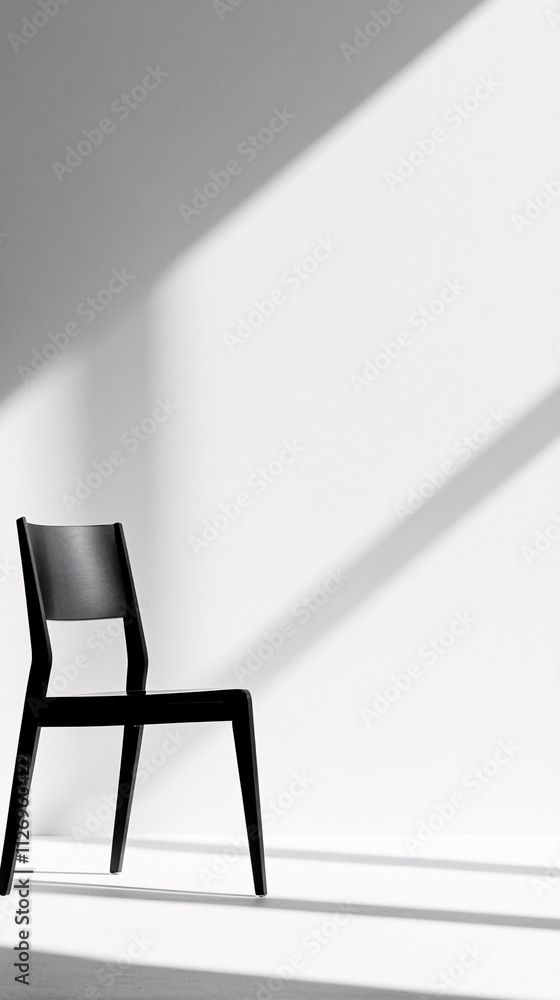 Poster a sleek modern chair is positioned in a minimalistic space with soft lighting and shadows creating a
