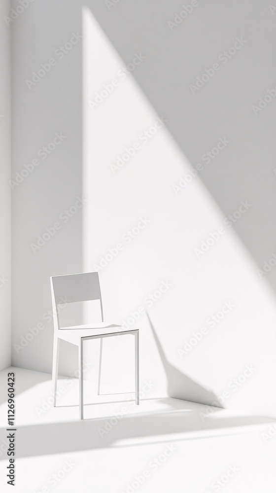 Aufkleber a minimalistic photo of a sleek modern chair in a bright, empty space with soft shadows creating a s