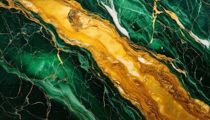 Gold and green marble stone textured background wallpaper. Generative AI