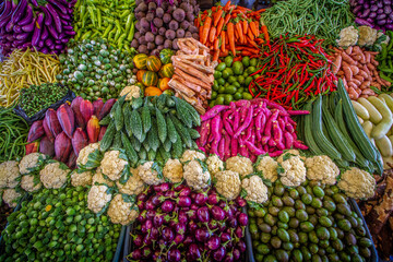Colorful various Sri lankan vegitables in the market 