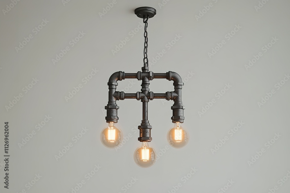 Poster a three lighted lamp with a chain hanging from it