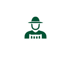 Minimalist Green Farmer Logo with Transparent Background PNG